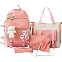 Zaewry Schulrucksack 5-teiliges Kawaii-Rucksack für Mädchen, Laptop-Tasche,Freizeitrucksack