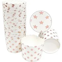 Frau WUNDERVoll Muffinform Muffin Backformen, groß Durchmesser 6,1 cm, weiße rosegold Sterne, (25-tlg)