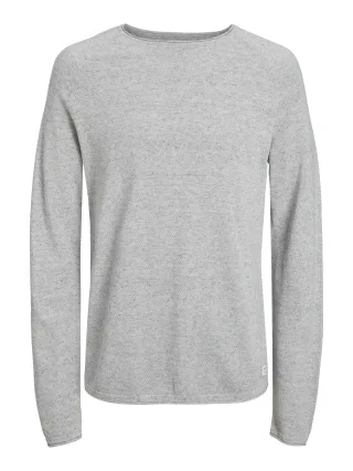 JACK&JONES - JJEHILL KNIT CREW NECK NOOS Light Grey Melange - Gr. - XL