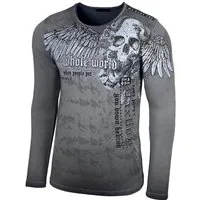 Baxboy Longshirt BAXBOY Herren Rundhals Longsleeve Langarmshirt Aufdruck Washed 709