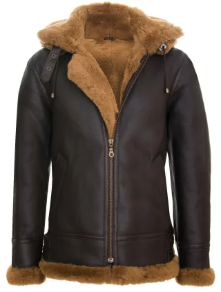 B3-Fliegerjacke aus Schafsleder mit Kapuze für Herren – Columbus
