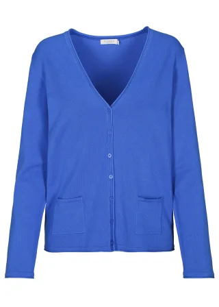 CLARINA - NOS V-Cardigan, 1/1 Arm, uni 604 himmelblau - Gr. - 36