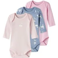 Name It Langarmbody NBFBODY 3P LS SWAN NOOS (Packung, 3-tlg)