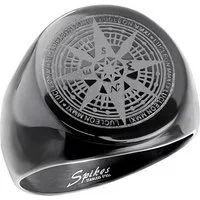 Taffstyle Fingerring Herren Siegelring Kompass Edelstahl massiv schwarz markant modern (Schwarzer Kompass Ring aus massivem Edelstahl für Biker, Rocker oder stylische Männer), Herren Fingerring Ring Massiv Breit Herrenring Männer Biker