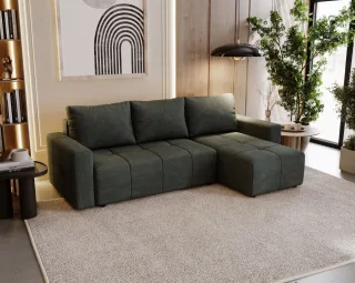 Ecksofa Schlafsofa NOHA in Stoff Paros Grafit Ottomane Rechts