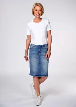 CLARINA - Rock, 5-Pocket, uni light denim - Gr. - 44