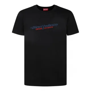 Schwarzes T-Shirt mit Denim-Logo von Diesel Industry
