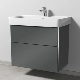 Sanipa 3way Waschtischunterbau zu Geberit Renova Plan Waschtisch mit 2 Auszügen, Anthrazit-Glanz BS87879
