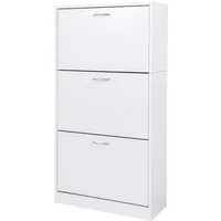 Mondeer Schuhschrank Verstellbarer Schuhkommode Schuhkipper mit 3 Klappen, 2 Schuhablagen 63 x 120 x 24 cm