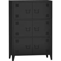 en.casa Mehrzweckschrank »Hamina« Büroschrank mit 6 Türen 80x140x113 cm Schwarz