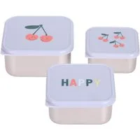 LÄSSIG Lunchbox Happy Fruits, Cherry, Edelstahl, Polyprophylen (PP), (Set, 3-tlg)