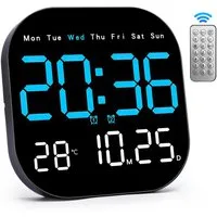 MOPUEA Wanduhr Wanduhr Digitale LED-Wanduhr mit Fernbedienung, Timing, Countdown