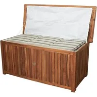 Spetebo Auflagenbox Akazien Holz WASHINGTON - 133 x 58 cm (Pack., 1 St., 1), Kissenbox mit Folien-Innentasche für gängige Gartenstuhl-Auflagen