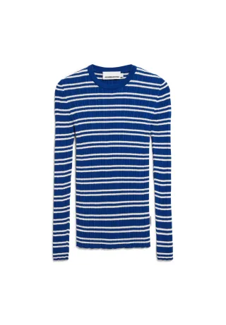 Armedangels - ALAANIA CHIFFRON STR lapis blue-oatmilk - Gr. - XS