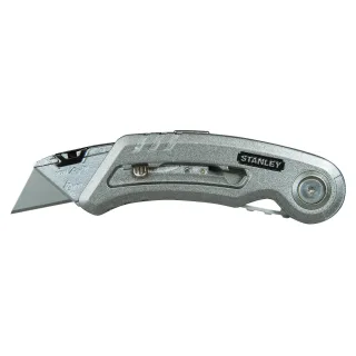STANLEY Universalmesser Quickslide II mit einziehbarer Trapezklinge und klappbarer Klinge - 0-10-813
