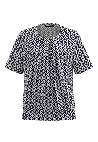 FRANK WALDER - Blusenshirt NOS mit Rautenmuster ink/ecru - Gr. - 46