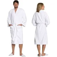 ZOLLNER Unisex-Bademantel, 100% Baumwolle, Kimono-Kragen, Gürtel, 100% Baumwolle, vom Hotelwäschespezalisten, S-6XL