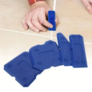 4PCS Silicone Caulking Tool Set Cement Scraper Sealant Grout Remover Ergonomic Design High-Quality Silicone Blue for Hom