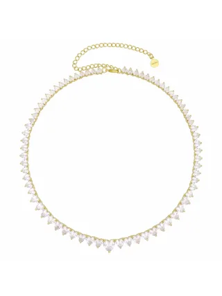 Fashionbox Collier vergoldet Zirkonia weiss Mittelteil Zirkoniaherz weiss