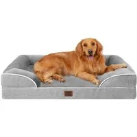 EHEYCIGA Hundebett Orthopädisches Hundesofa XL für große Hunde - Memory Foam, wasserfest, Weicher Flanellbezug, Waschbarer Bezug, hoher Rand, rutschfest, Doppelseitiges Design