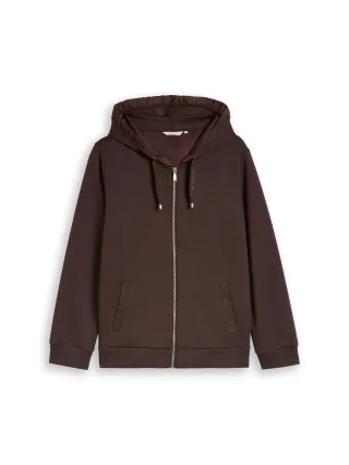 Tom Tailor - Plus Size - Hoodie Sweatjacke aus Scuba java dark brown - Gr. - 46