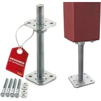 SO-TECH® Pfostenträger Stützträger höhenverstellbar Gewinde M24 Stahl feuerverzinkt, (1-St), zum Aufschrauben, wetterfest, 80 x 80 x 250 mm