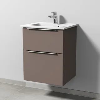 Sanipa 3way Keramik-Set Venticello Keramik-Waschtisch und Unterbau mit 2 Auszügen, Taupe-Matt UP3201T