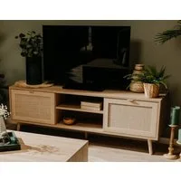 Furn.Design Lowboard Niran (in Sonoma Eiche mit Bast - Dekor, TV-Unterteil 150 x 52 cm), Scandi Design