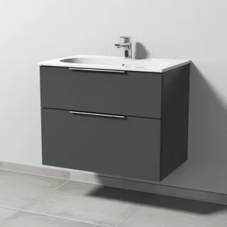Sanipa 3way Waschtischunterbau zu Geberit Acanto Slim Waschtisch mit 2 Auszügen, Anthrazit-Matt UM41122