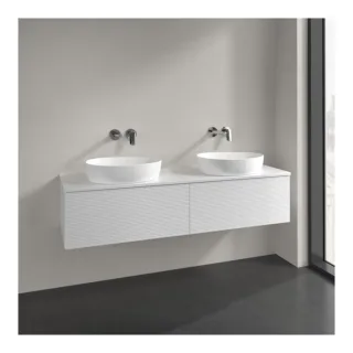 Villeroy und Boch Antao Waschtisch-Unterschrank L39110GF 160x36x50cm, Waschbeckenplattenfarbe Lack, glossy white lacquer, Mit Beleuchtung