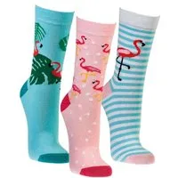 Wowerat Socken 3 Paar modische Damensocken, Florida Flamingo, Spaß Socken