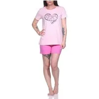 Normann Pyjama Bezaubernder Damen Pyjama Shorty mit romantischem Herzchen-Muster