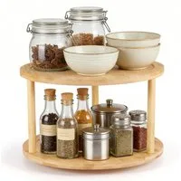 BlingBin Gewürzregal 360° Drehbar 2-Etagen Organizer Küchenregal, Gewürzständer, 1er Set 1-tlg., Lazy Susan mit Drehscheibe für Küchentheke, Esstisch, Speisekammer