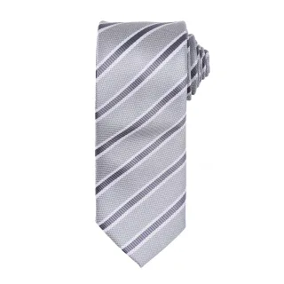 Premier Mens Waffle Stripe Formal Business Tie (Silber/Dunkelgrau)