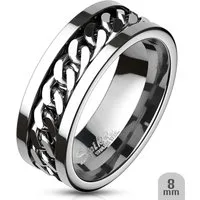 Order & Smile Schmuck Fingerring Drehring Kette: Spinning / Spinner Ring aus Edelstahl