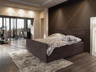 Boxspringbett Bett HUGO -Variante D- 200x200cm Braun inkl.Bettkasten