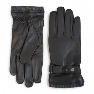 Herrenhandschuhe aus braunem italienischem Leder mit warmem Wollfutter, ideal für Winter, Radfahren, Autofahren und Freizeit.