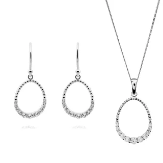 Orphelia 'Aria' Damen 925 Sterling Silber Set: Ketten-Anhänger + Ohrringe - Silber SET-7494