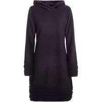 Vishes Tunikakleid Fleece Pulloverkleid mit Kapuze und Daumenloch - warm und weich Alternative Mode, Ethno, Hippie, Goa Style