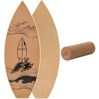 F2 Balanceboard F2 Set Kork Balance Board Surf Flat Shape 74x30cm + Korkrolle