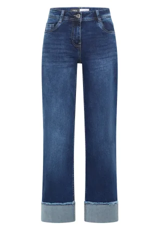 CECIL - Wide Leg Washed-Look Jeans mid blue used wash - Gr. - 30