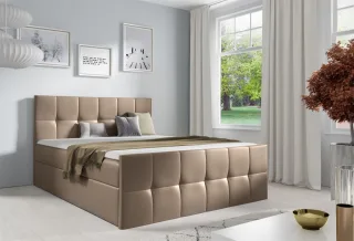 Boxspringbett Schlafzimmerbett CARMEN LUX 180x200cm Kunstleder Madryt Cappuccino