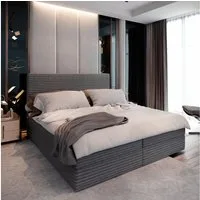 Masseno Boxbett PISA 140x200 cm mit Bonell Matratze und Topper, Doppelbett, Polsterbett mit Kopfteil, Boxspringbett