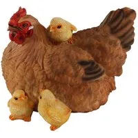 Fachhandel Plus Tierfigur Dekofigur Henne Huhn Uschi mit Küken lebensechte Tierfigur (1 St., 1x Huhn Uschi mit Küken), ein echter Hingucker in Ihrem Garten oder Ihrem Wohnbereich