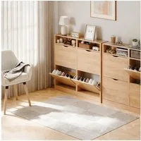 ELUCHANG Schuhschrank Schmal mit 4 Klappen Platzsparender (1-St) 100×17×100cm, braun