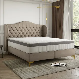 Polsterbett Doppelbett PELAGIO Stoff Whisper Braun 180x200cm inkl. Matratze