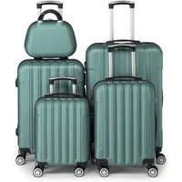 LALAHO Trolley Kofferset Hartschale Reisekoffer, 360° Rollen, 4 Rollen, 4er Set Handgepäck, Koffer, mit Kosmetikkoffer, Türkis
