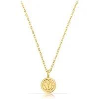 Made by Nami Kette mit Anhänger für Damen in Gold mit rundem Anhänger Lotus Blume, 40 + 5 cm Länge, Wasserfest, Geschenke für Frauen