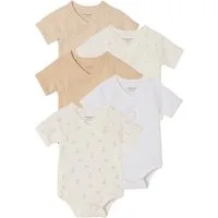 vertbaudet Body Baby Wickelbodys mit kurzen Ärmeln, Hasenmotive 5er-Pack