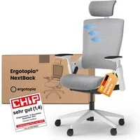 Ergotopia Bürostuhl ergonomischer Schreibtischstuhl NextBack, Drehstuhl mit 3D Armlehnen & verstellbarer Kopfstütze